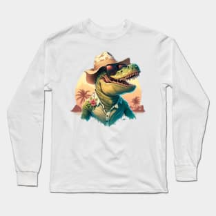 T-Rex in his Tropical Gear - Dinosaurs Need Vacations Too! Long Sleeve T-Shirt